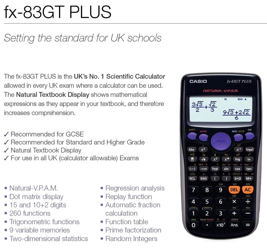 Casio FX-83 GT Plus Scientific Calculator HuntOffice.co.uk
