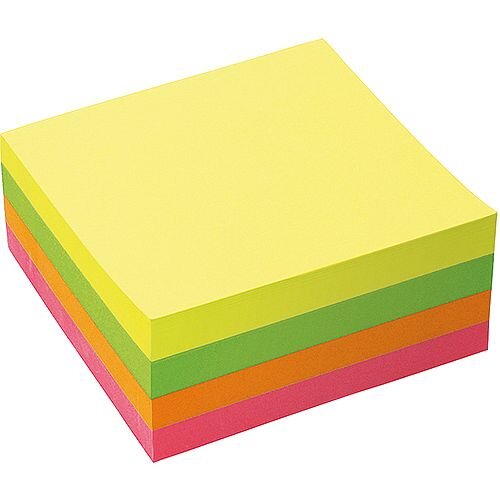 Sticky Notes Cube Pad of 400 Sheets 76x76mm Neon Rainbow 5 Star