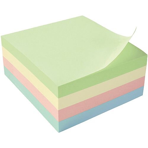 Sticky Notes Cube Pad of 400 Sheets 76x76mm Pastel Rainbow 5 Star