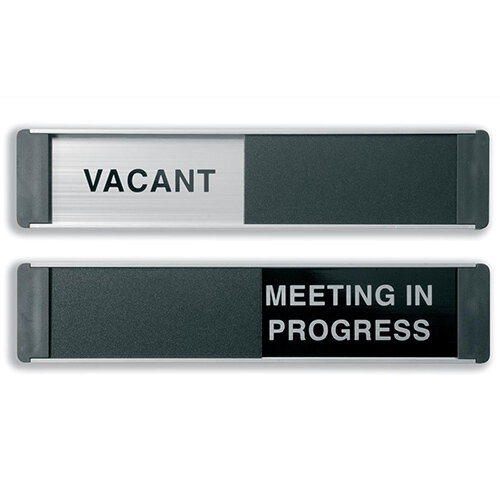 Sliding Sign Vacant and Meeting In Progress Self Adhesive 255x52mm