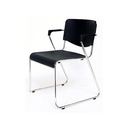amigo stacking chair with arms black plastic