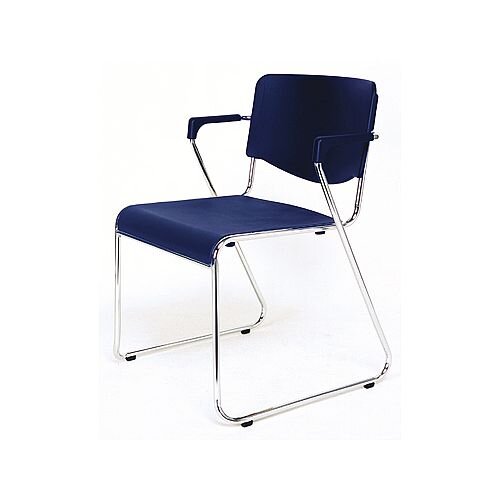 amigo stacking chair with arms blue plastic