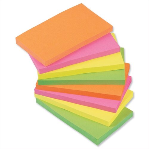Sticky Notes Neon Pad of 100 Sheets 76x127mm Assorted Pack 12 5 Star