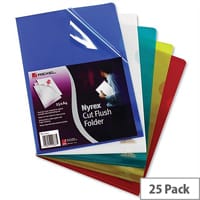 Rexel Nyrex Cut Flush Folder A4 Assorted Pack 25