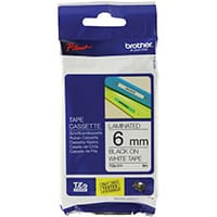 Brother P-Touch 6mm Black on White TZE211 Labelling Tape