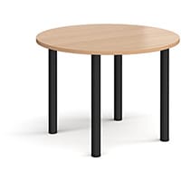 Circular Black Radial Leg Meeting Table Dia. 1000mm, Height 725mm - Beech