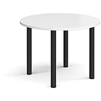 Circular Black Radial Leg Meeting Table Dia. 1000mm, Height 725mm - White