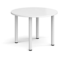 Circular White Radial Leg Meeting Table Dia. 1000mm, Height 725mm - White