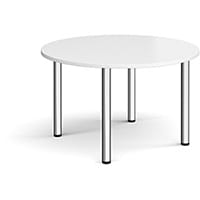 Circular Chrome Radial Leg Meeting Table Dia. 1200mm, Height 725mm - White