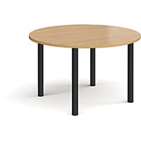 Circular Black Radial Leg Meeting Table Dia. 1200mm, Height 725mm - Oak