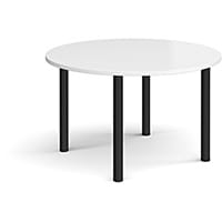Circular Black Radial Leg Meeting Table Dia. 1200mm, Height 725mm - White
