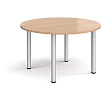 Circular Silver Radial Leg Meeting Table Dia. 1200mm, Height 725mm - Beech