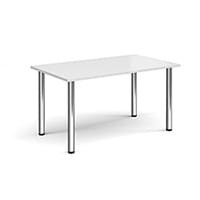 Rectangular Chrome Radial Leg Meeting Table W1400xD800xH725mm - White