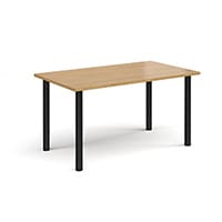 Rectangular Black Radial Leg Meeting Table W1400xD800xH725mm - Oak