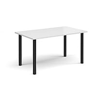 Rectangular Black Radial Leg Meeting Table W1400xD800xH725mm - White