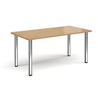 Rectangular Chrome Radial Leg Meeting Table W1600xD800xH725mm - Oak