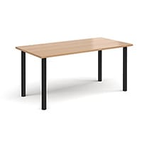 Rectangular Black Radial Leg Meeting Table W1600xD800xH725mm - Beech