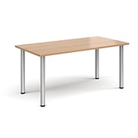 Rectangular Silver Radial Leg Meeting Table W1600xD800xH725mm - Beech