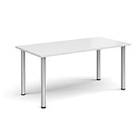 Rectangular Silver Radial Leg Meeting Table W1600xD800xH725mm - White