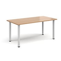 Rectangular White Radial Leg Meeting Table W1600xD800xH725mm - Beech