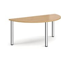 Semi Circular Chrome Radial Leg Meeting Table W1600xD800xH725mm - Oak