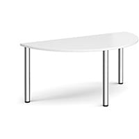 Semi Circular Chrome Radial Leg Meeting Table W1600xD800xH725mm - White