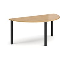 Semi Circular Black Radial Leg Meeting Table W1600xD800xH725mm - Oak