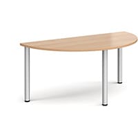 Semi Circular Silver Radial Leg Meeting Table W1600xD800xH725mm - Beech