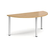 Semi Circular White Radial Leg Meeting Table W1600xD800xH725mm - Oak