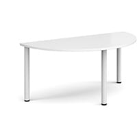 Semi Circular White Radial Leg Meeting Table W1600xD800xH725mm - White