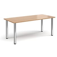 Rectangular Chrome Radial Leg Meeting Table W1800xD800xH725mm - Beech