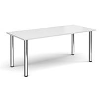 Rectangular Chrome Radial Leg Meeting Table W1800xD800xH725mm - White