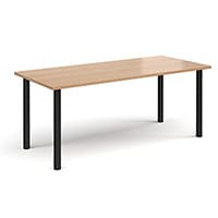 Rectangular Black Radial Leg Meeting Table W1800xD800xH725mm - Beech
