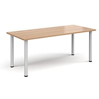 Rectangular White Radial Leg Meeting Table W1800xD800xH725mm - Beech