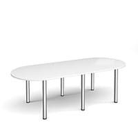 Radial End Meeting Table W2400xD1000xH725mm With 6 Chrome Radial Legs - White
