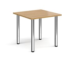 Rectangular Chrome Radial Leg Meeting Table W800xD800xH725mm - Oak