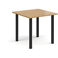 Rectangular Black Radial Leg Meeting Table W800xD800xH725mm - Oak