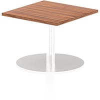 Italia Square Table With Trumpet Base W600/600mm Top 475mm High Walnut