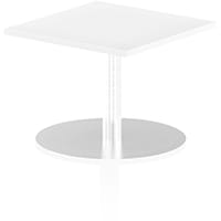 Italia Square Table With Trumpet Base W600/600mm Top 475mm High White
