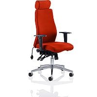 Onyx 24 Hour Posture Office Chair - High Back - Headrest - Seat Slide - Adjustable Lumbar Support - Adjustable Arms - Pimento Rustic Orange - Weight Tolerance 135kg
