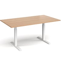Elev8 Rectangular Height Adjustable Boardroom Table W1800mmxD1000mm With White Frame & Beech Top