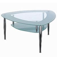 Triangular Shaped Two Tier Glass & Chrome Coffee Table