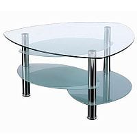 Triangular Clear Glass & Chrome Coffee Table