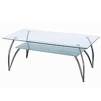 Rectangular 2 Tier Glass & Chrome Coffee Table