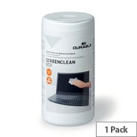 Durable Screenclean Alcohol-Free Biodegradable Wet Wipes – Pack of 100 White 573602