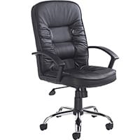 Hertford high back managers chair - black leather faced