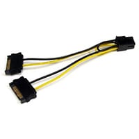 StarTech.com 6in SATA Power to 6 Pin PCI Express Video Card Power Cable Adapter, 0.15 m, SATA 15-pin, PCI-E (6-pin), Male/Male, Straight, Straight