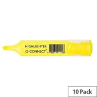 Q-Connect Highlighter Pens, Yellow (Pack of 10) - Bright and Long-Lasting Highlighters for Important Notes