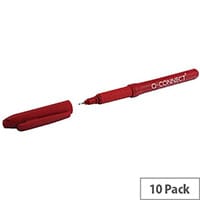 Fineliner Pen Medium 0.4 Red Q-Connect Pack of 10