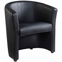 London reception single tub chair 670mm wide - black faux leather